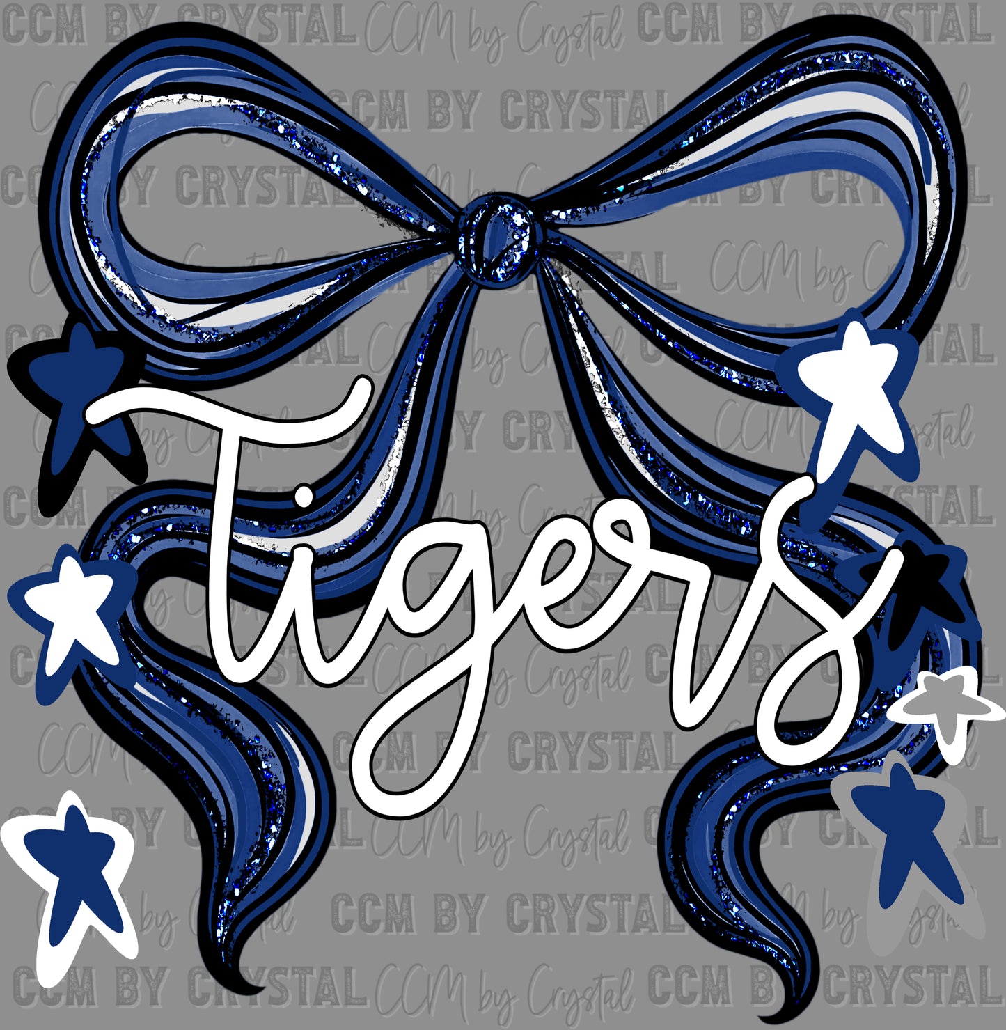 Tigers Navy Bow Ready to Press Transfer DTF Transfer Sublimation Transfer