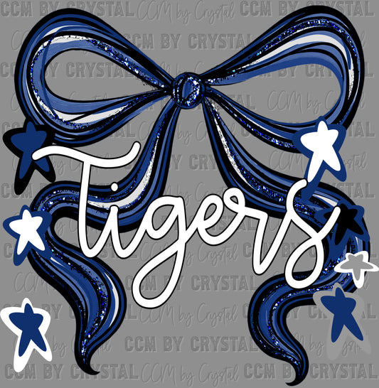 Tigers Navy Bow Ready to Press Transfer DTF Transfer Sublimation Transfer