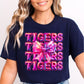 Stacked Tigers Pink Faux Holo Effect Gildan Softstyle T-Shirt