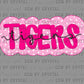 Tigers Pink Doodle Ready to Press Transfer DTF Transfer Sublimation Transfer