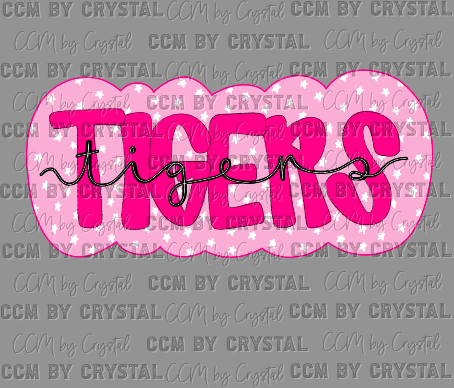 Tigers Pink Doodle Ready to Press Transfer DTF Transfer Sublimation Transfer