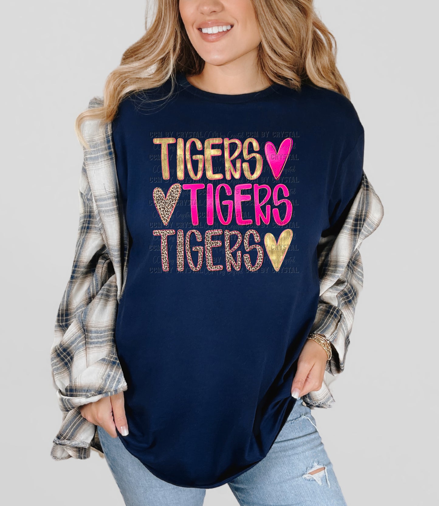 Tigers Stacked Pink Out T Shirt