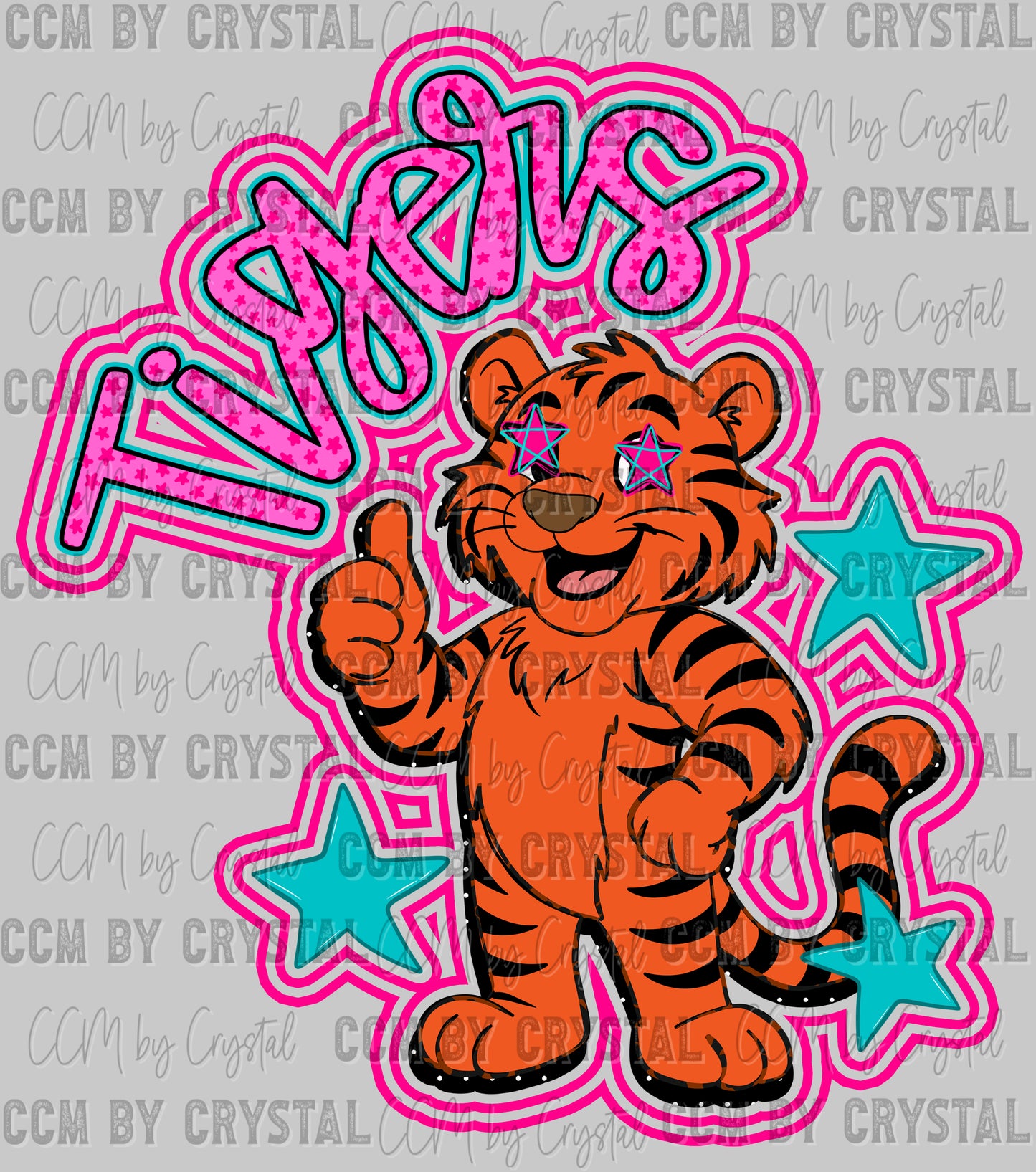 Tigers Pink Friendly Mascot Ready to Press DTF Transfers Sublimation Transfers