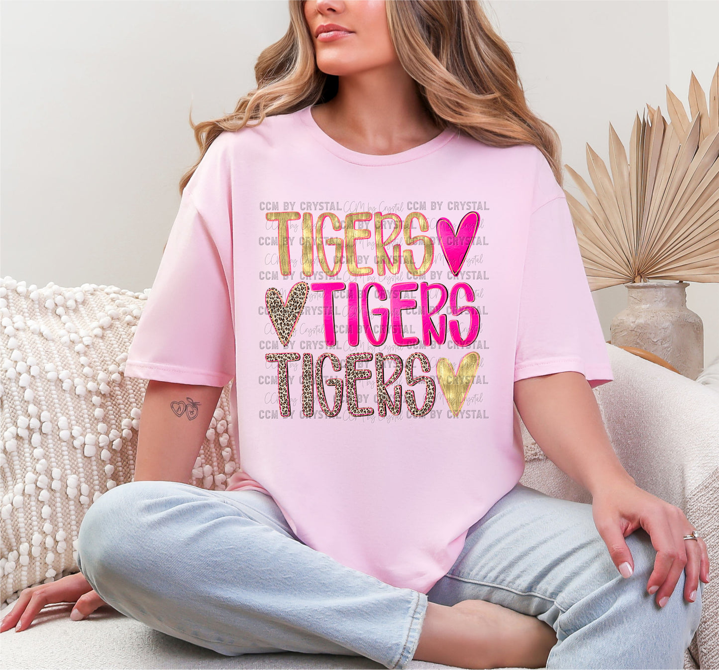 Tigers Stacked Pink Out T Shirt