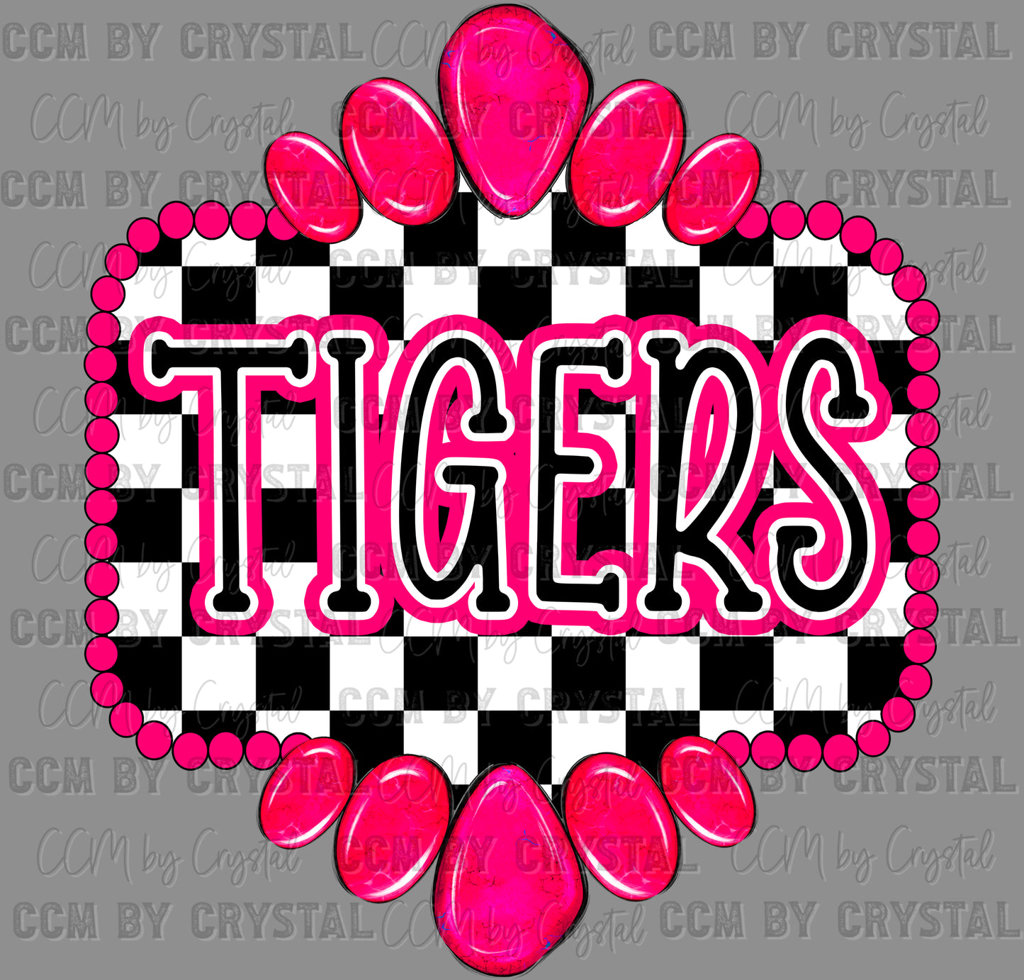 Tigers Pink Concho Ready to Press Transfer DTF Transfer Sublimation Transfer