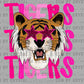 Tiger Pink Mascot Faux Glitter Ready to Press Transfer DTF Transfer Sublimation Transfer