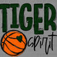 Tiger Spirit Basketball Dark Green Mascot Doodle Ready to Press Transfer DTF Transfer Sublimation Transfer