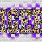 Tigers Purple Checkered Background Leopard Doodle Letters Ready to Press Transfer