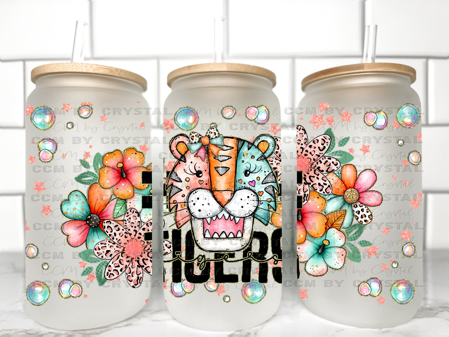 Tigers UV Transfer 16oz Libby Glass Can Wrap Ready to Apply