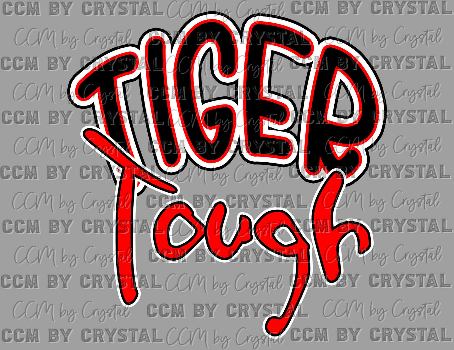 Tiger Tough Red Mascot Ready to Press Transfer DTF Transfer Sublimation Transfer