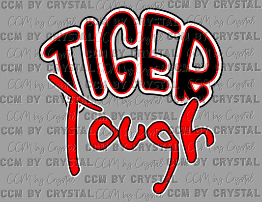 Tiger Tough Red Mascot Ready to Press Transfer DTF Transfer Sublimation Transfer