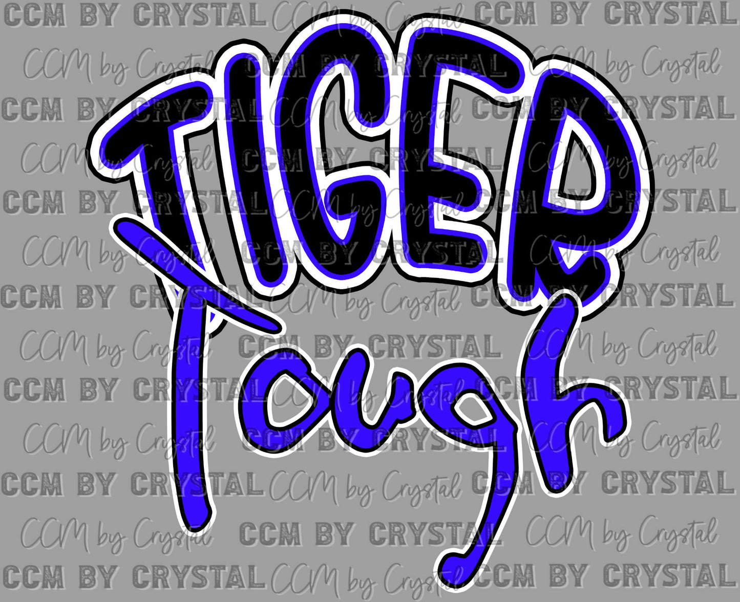 Tiger Tough Blue Mascot Ready to Press Transfer DTF Transfer Sublimation Transfer