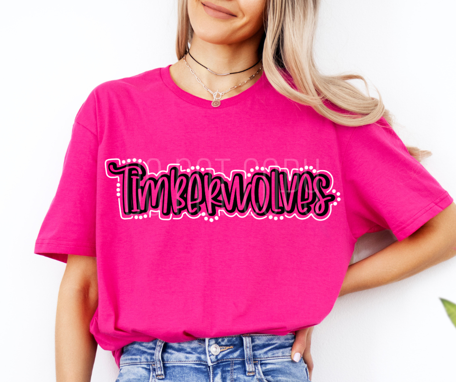 Timberwolves Doodle Mascot Ready to Press Transfer DTF Transfer Sublimation Transfer