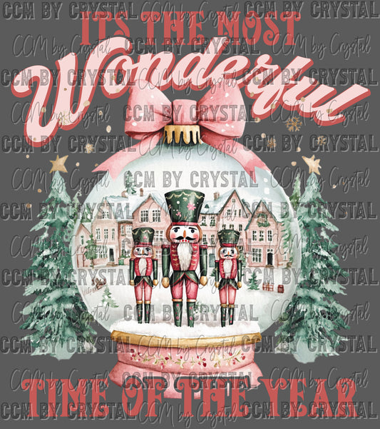 It's The Most Wonderful Time of the year Snow Globe Nutcrackers Ready to Press Transfer DTF Transfer