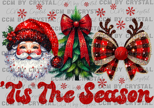 Tis The Season Christmas Faux Glitter Ready to Press Transfer DTF Transfer Sublimation Transfer