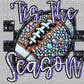 Tis the Season Football Faux Rhinestones Effect Ready to Press Transfer DTF Transfer Sublimation Transfer