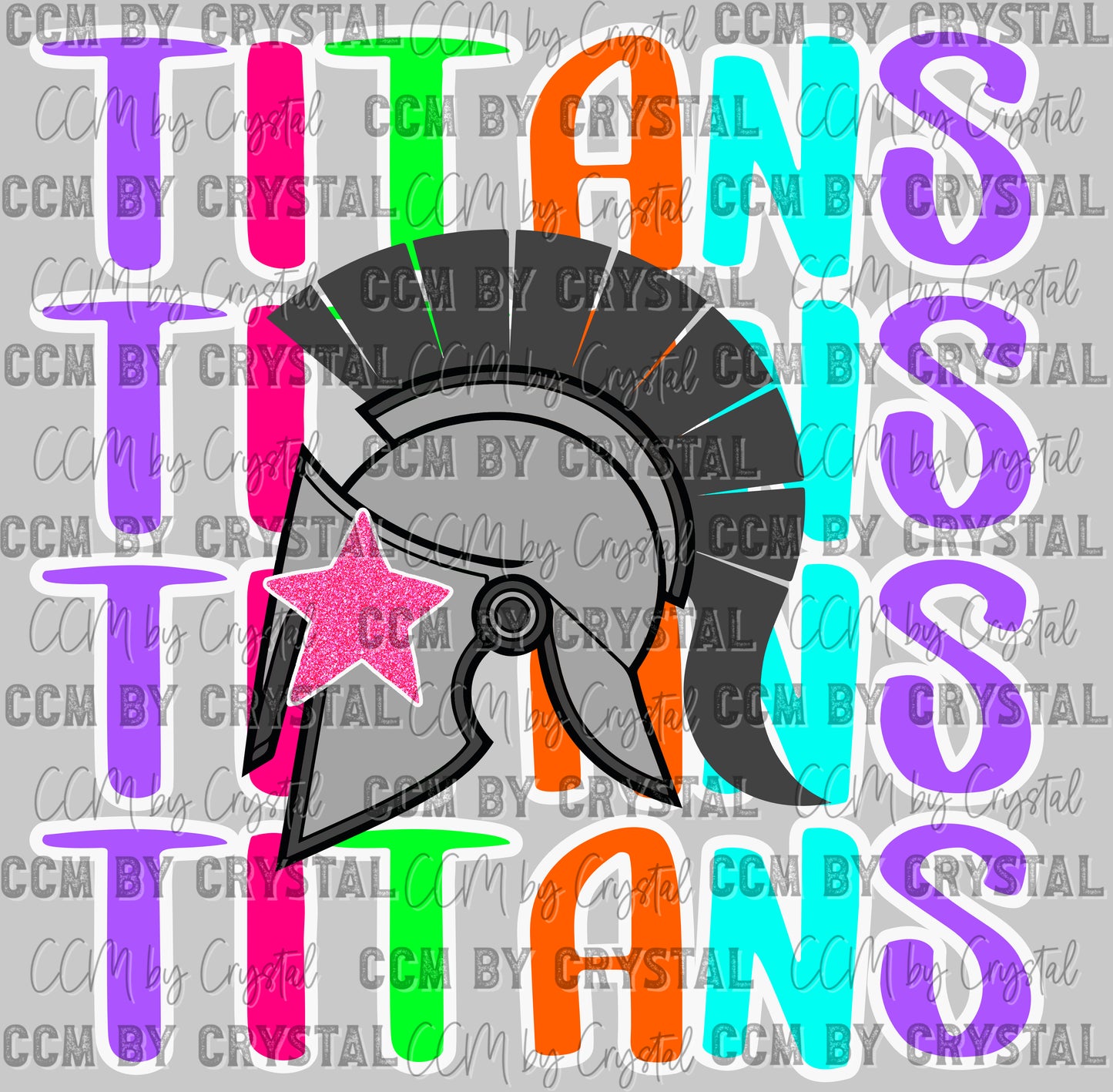 Titans Colorful Mascot Ready to Press Transfer DTF Transfer Sublimation Transfer
