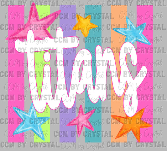 Titans Colorful Mascot Ready to Press DTF Transfers Sublimation Transfers