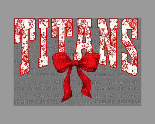 Titans Bow Mascot Ready to Press Transfer DTF Transfer Sublimation Transfer