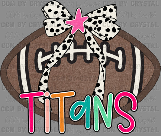 Titans Football Bow Mascot Ready to Press Transfer DTF Transfer Sublimation Transfer