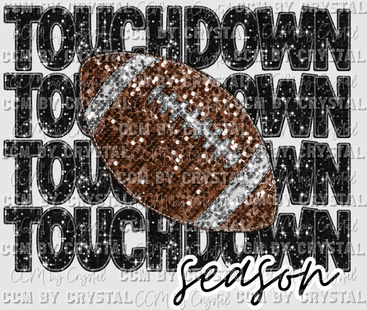 Touchdown Season Football Faux Sequins Ready to Press Transfer