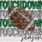 Touchdown Season Faux Embroidery Faux Sequins Football Green and Silver Ready to Press Transfer
