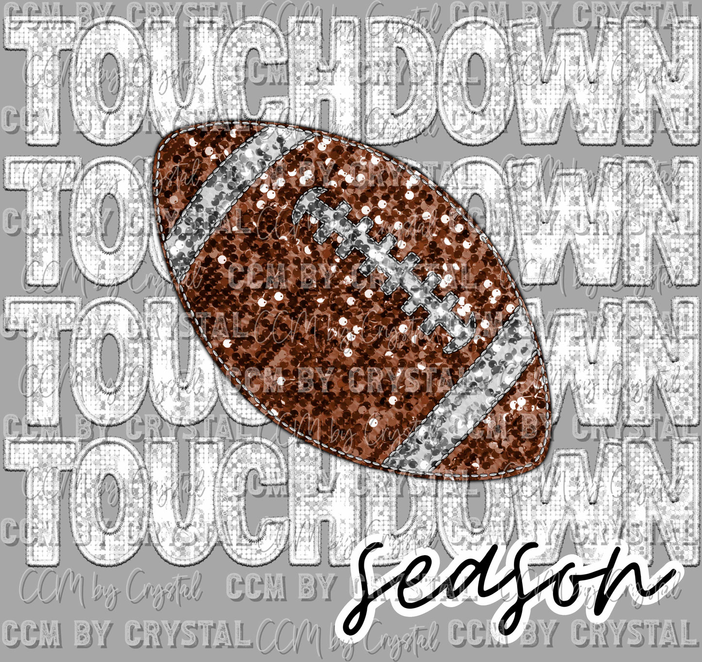 Touchdown Season Faux Sequin Football Ready to Press Transfer