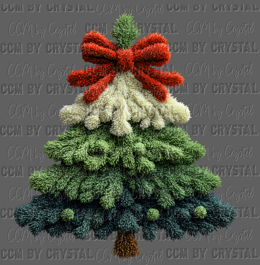 Christmas Tree Faux Fake Yarn Ready to Press Transfer Instant Peel DTF Transfer Sublimation Transfer