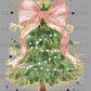 Christmas Tree Pink Bow Ready to Press Transfer DTF Transfer Sublimation Transfer