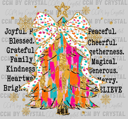 Christmas Tree Colorful Ready to Press Transfer DTF Transfer Sublimation Transfer