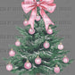 Christmas Tree Pink Ornaments Ready to Press Transfer DTF Transfer Sublimation Transfer