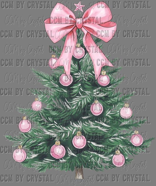 Christmas Tree Pink Ornaments Ready to Press Transfer DTF Transfer Sublimation Transfer