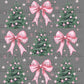 Christmas Trees Pink Ornaments and Bows Ready to Press Transfer DTF Transfer Sublimation Transfer