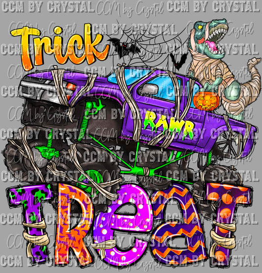 Trick or Treat Monster Truck Halloween Fall Ready to Press Transfer DTF Transfer Sublimation Transfer