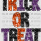 Trick or Treat Faux Sequins Faux Embroidery Halloween Ready to Press Transfer