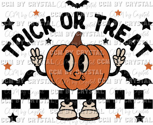 Trick or Treat Pumpkin Fall Halloween Thanksgiving Ready to Press Transfer