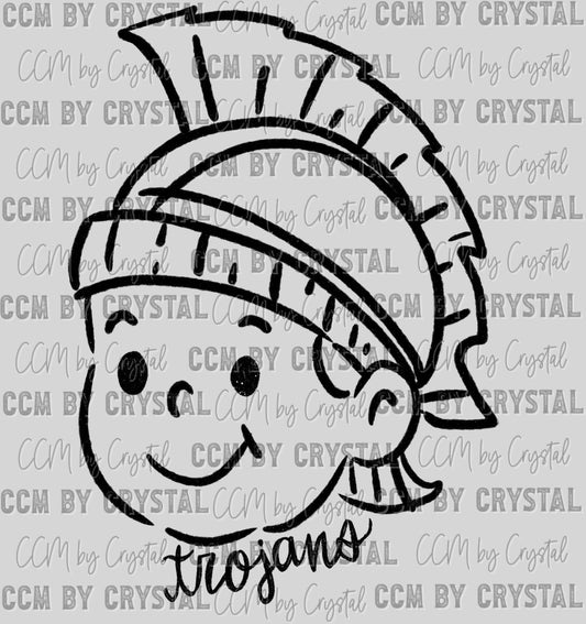 Trojans Doodle Ready to Press Transfer DTF Transfer Sublimation Transfer