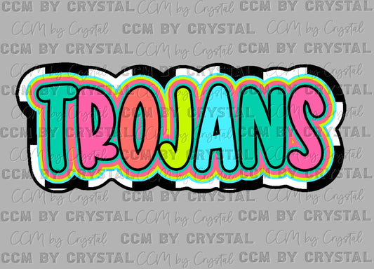 Trojans Colorful Mascot Ready to Press Transfer DTF Transfer Sublimation Transfer