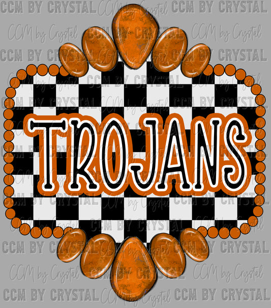 Trojans Burnt Orange Concho Ready to Press Transfer DTF Transfer Sublimation Transfer