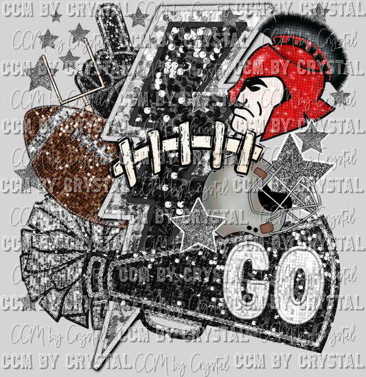 Trojans Football Faux Sequins Faux Embroidery Ready to Press Transfer
