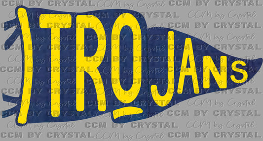 Trojans Pennant Mascot Ready to Press Transfer DTF Transfer Sublimation Transfer
