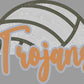 Trojans Volleyball 2-Color Approximately 11" wide Spangle Transfer