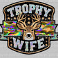 Deer Trophy Wife Faux Glitter Effect Ready to Press Transfer