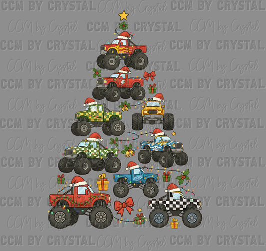 Monster Truck Christmas Tree Ready to Press Instant Peel DTF Transfers