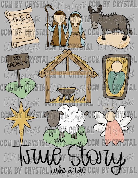 True Story manger Jesus Christian Ready to Press Transfer DTF Transfer Sublimation Transfer