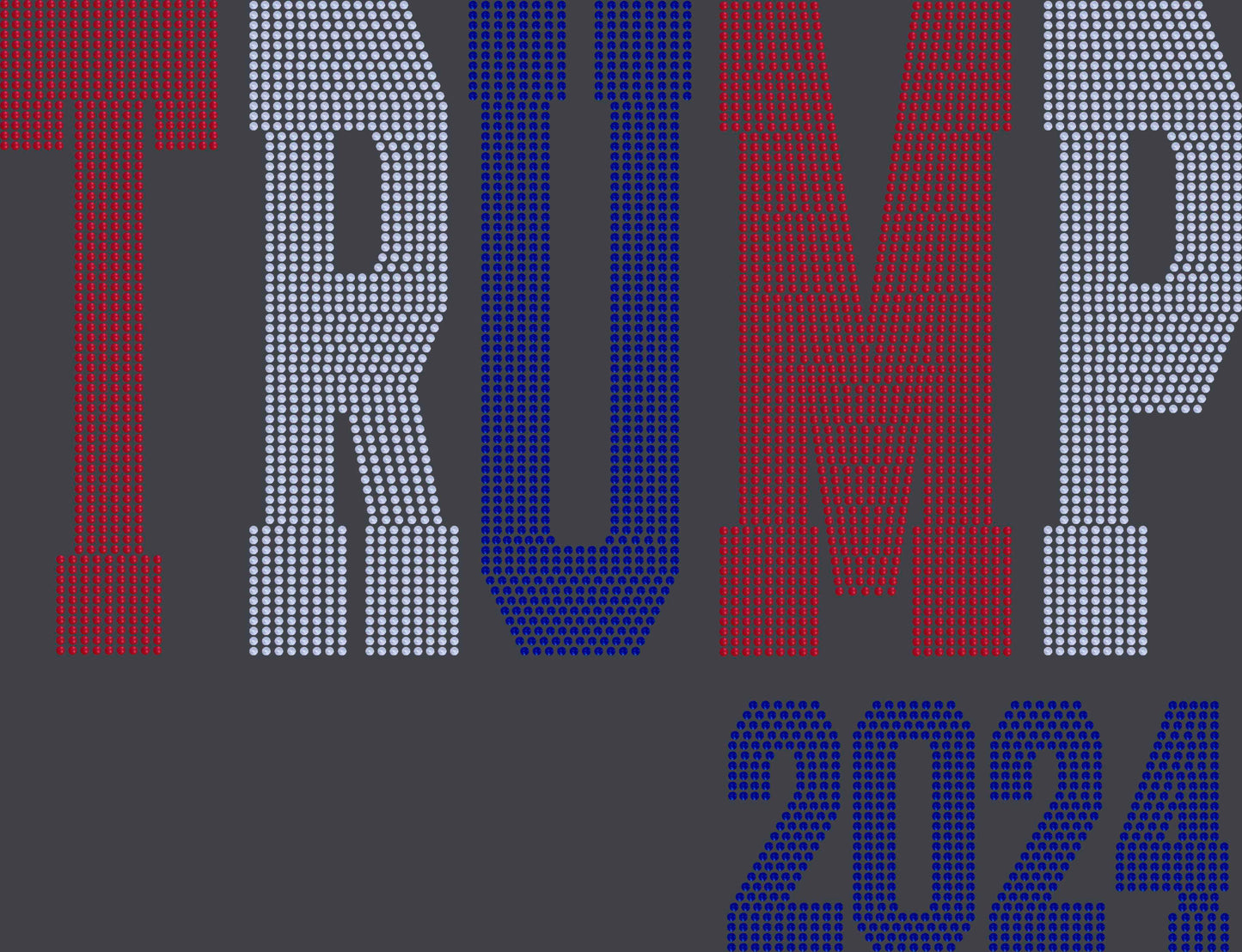Trump 2024 3-Color Approximately 11" wide Spangle Transfer