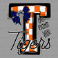 Tigers Go Fight Win Checkered Bow Paw Sports Mascot Ready to Press Transfer DTF Transfer Sublimation Transfer