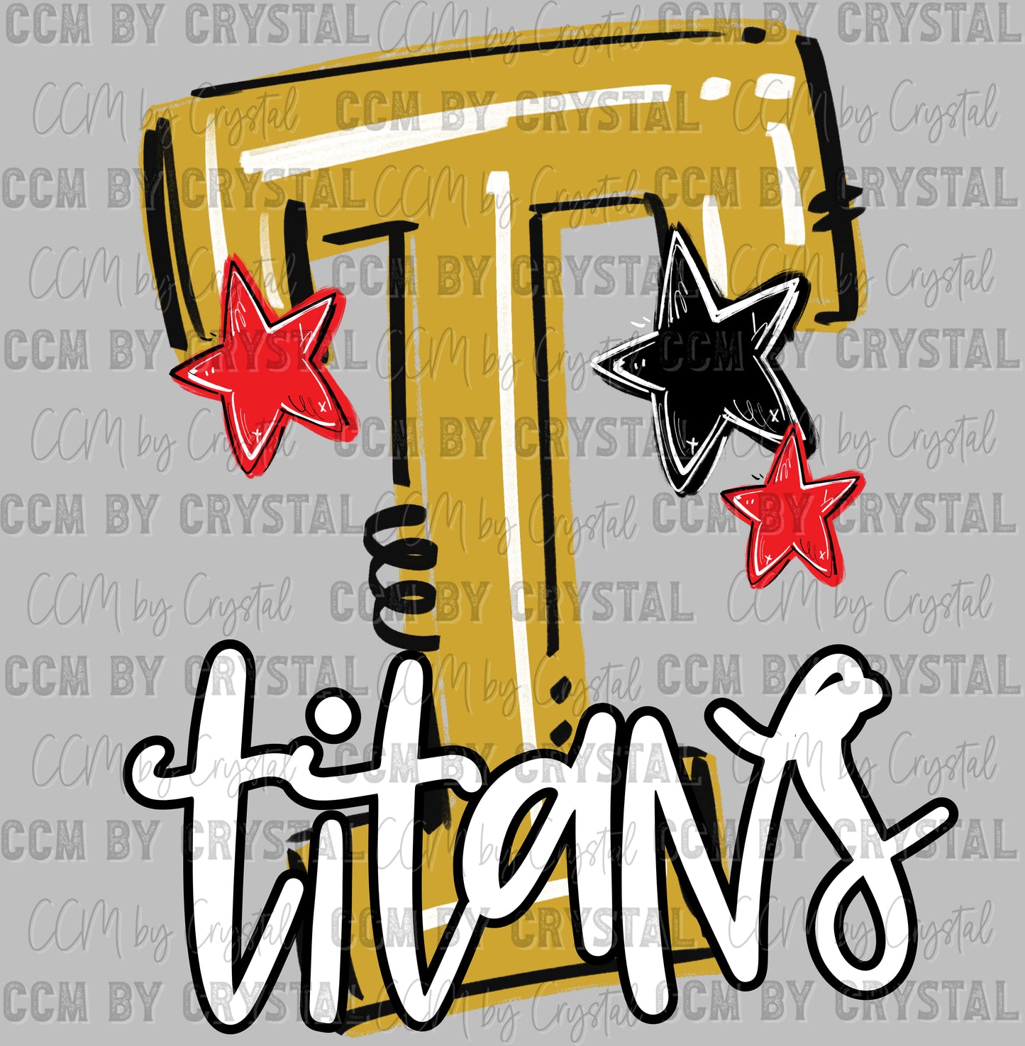 T Titans red Gold Mascot Ready to Press DTF Transfers Sublimation Transfers