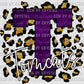 T Tomcats Purple with Gold Leopard Background Mascot PNG Digital File ONLY