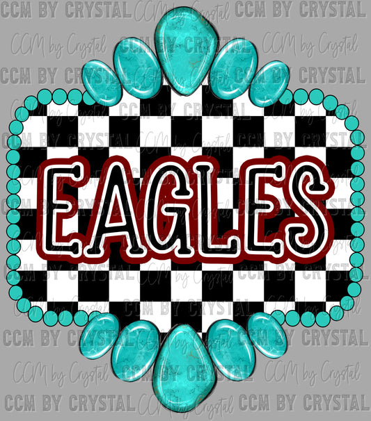 Maroon Eagles Turquoise Concho Ready to Press Transfer DTF Transfer Sublimation Transfer